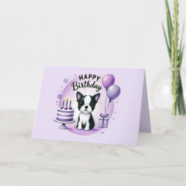 Cute Boston Terrier Birthday Card Tack Kort