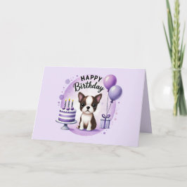 Cute Boston Terrier Birthday Card Tack Kort