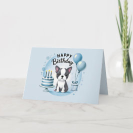 Cute Boston Terrier Birthday Card Tack Kort