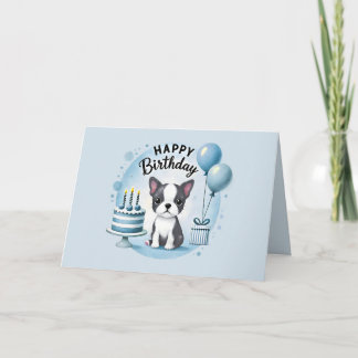 Cute Boston Terrier Birthday Card  Tack Kort