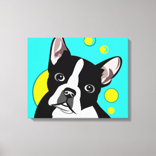 Cute Boston Terrier Canvas Art