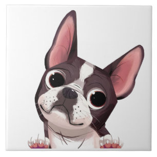 Cute Boston Terrier Ceramic Tile Kakelplatta