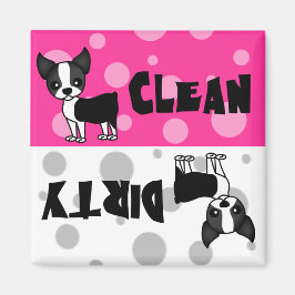 Cute Boston Terrier Clean Dirty Dishwasher Magnet