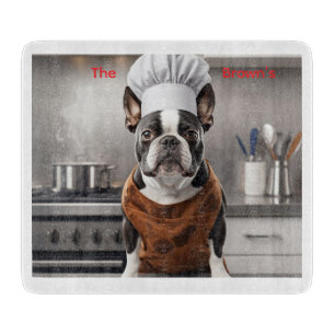 Cute Boston Terrier Glass Clearing Board