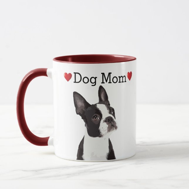 Cute Boston Terrier Heart Hund Mamma Puppy Mugg (Vänster)