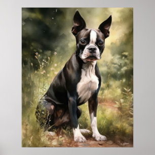 Cute Boston Terrier Hund Art Print Poster