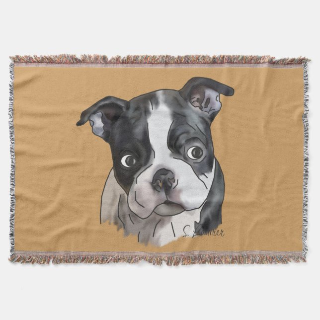 Cute Boston Terrier Hund Filt (Framsidan)