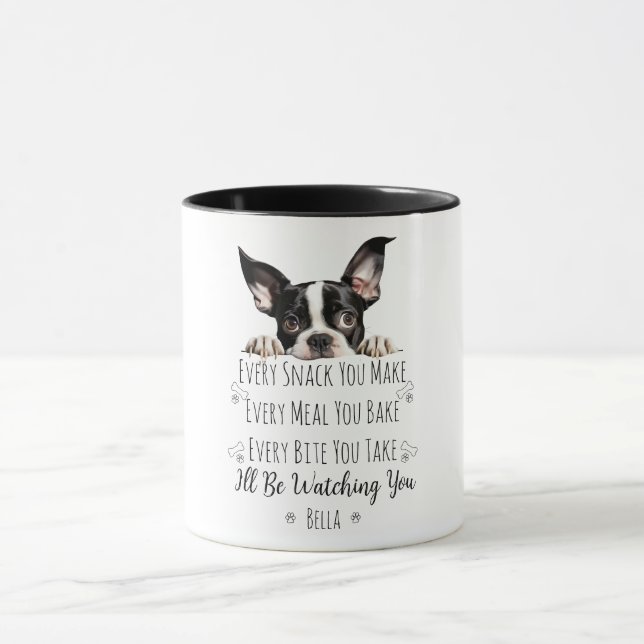 Cute Boston Terrier Hund Funny Anpassningsbar Mugg (Center)