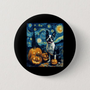 Cute Boston Terrier Hund Halloween Jack o lantern Knapp
