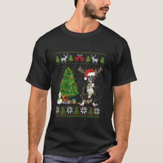 Cute Boston Terrier Hund Santa Hat Ugly Sweater Xm T Shirt