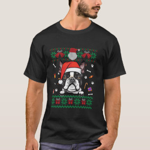 Cute Boston Terrier Hund Ugly jul Sweater San T Shirt