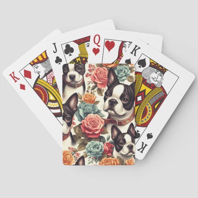 Cute Boston Terrier Illustration Casinokort (Baksidan)