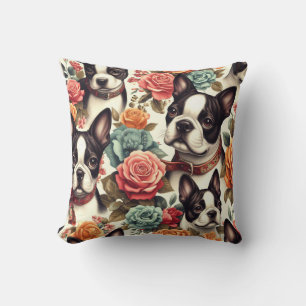 Cute Boston Terrier Illustration Kudde