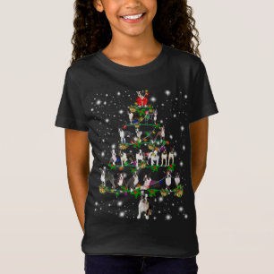 Cute Boston Terrier Julgran Fairy Light T Shirt