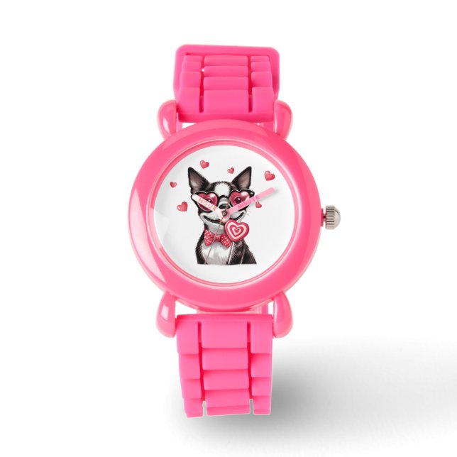 Cute Boston Terrier Kids Watch Armbandsur (Framsida)