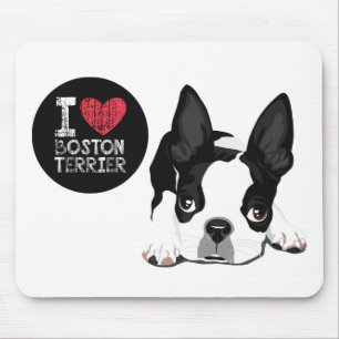 Cute Boston Terrier Mamma Puppy Rolig hund Älskar Musmatta