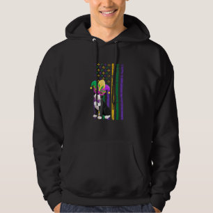 Cute Boston Terrier Mardi Gras American Flagga L Hoodie