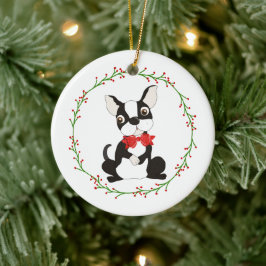 Cute Boston Terrier Ornament för jul