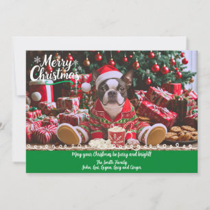 Cute Boston Terrier Pajamas Personlig jul Julkort