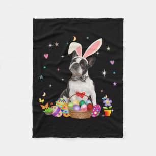 Cute Boston Terrier Påsk Day Bunny Eggs Påsk Fleecefilt