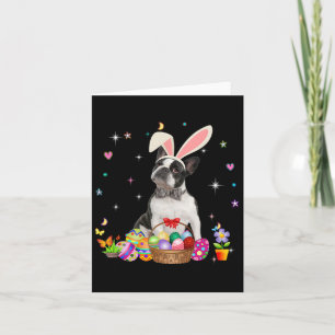 Cute Boston Terrier Påsk Day Bunny Eggs Påsk Kort