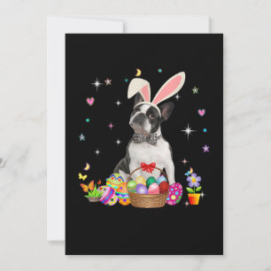 Cute Boston Terrier Påsk Day Bunny Eggs Påsk Meddelande