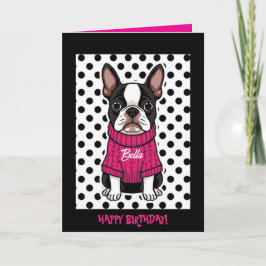 Cute Boston Terrier-Personligen med födelsedag Kort