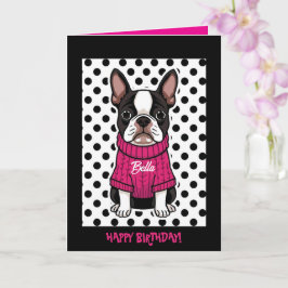 Cute Boston Terrier-Personligen med födelsedag Kort