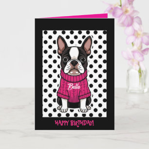 Cute Boston Terrier-Personligen med födelsedag Kort