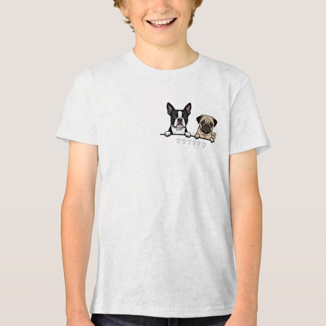 Cute Boston Terrier & Pug Dog for dog lovers T Shirt (Framsida)