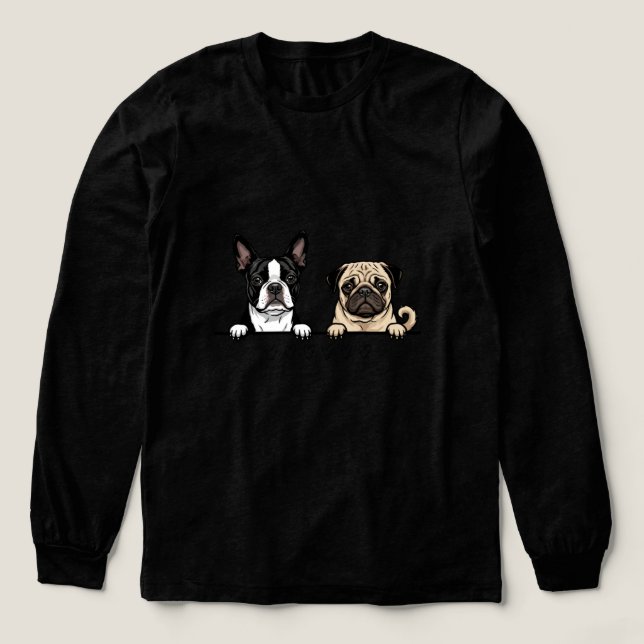 Cute Boston Terrier & Pug Dog for pet adopters  T Shirt (Design framsida)