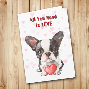 Cute Boston Terrier Puppy Allt du behöver Valentin Helgkort