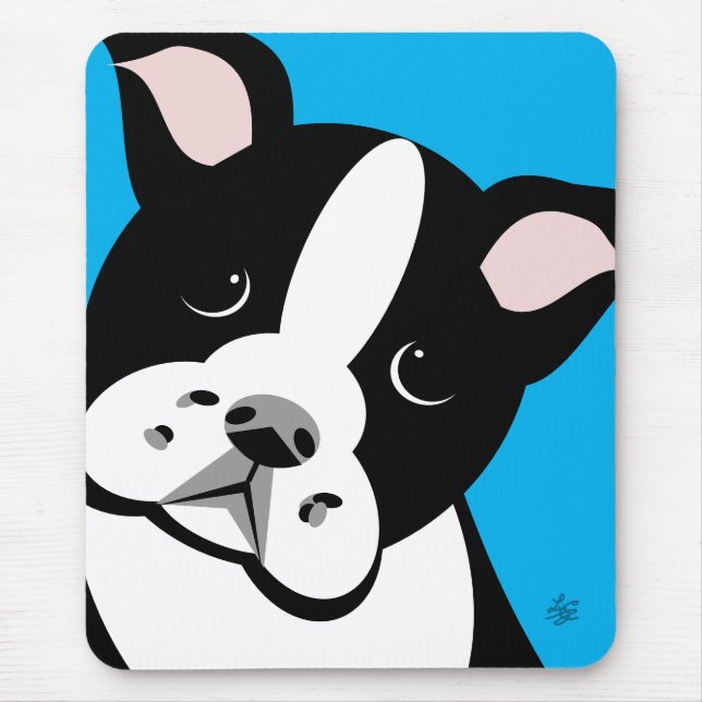 Cute Boston Terrier Puppy Mouse Pad Musmatta (Framsidan)