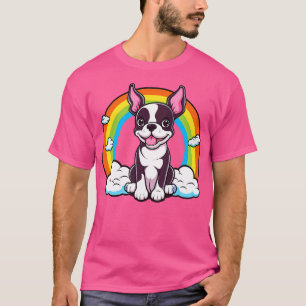 Cute Boston Terrier Rainbow Cloud Kawaii Hund Lyck T Shirt