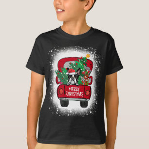 Cute Boston Terrier Red Lastbil God jul Blea T Shirt