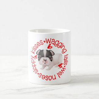 Cute Boston Terrier, slarviga kyssar Kaffemugg