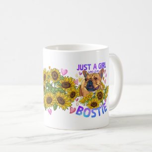 Cute Boston Terrier Solros Blommigt Hund älskare Kaffemugg