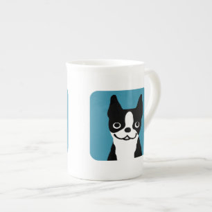 Cute Boston Terrier Tecknad hund Benporslin Mugg