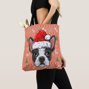 Cute Boston Terrier Ugly jul Sweater Santa Tygkasse