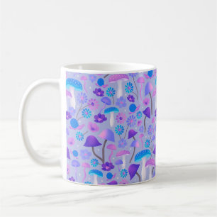 Cute Botanias svampar Flowers Lila Turkos Kaffemugg