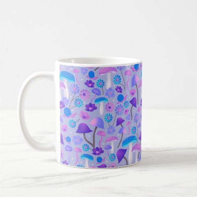 Cute Botanias svampar Flowers Lila Turkos Kaffemugg (Vänster)