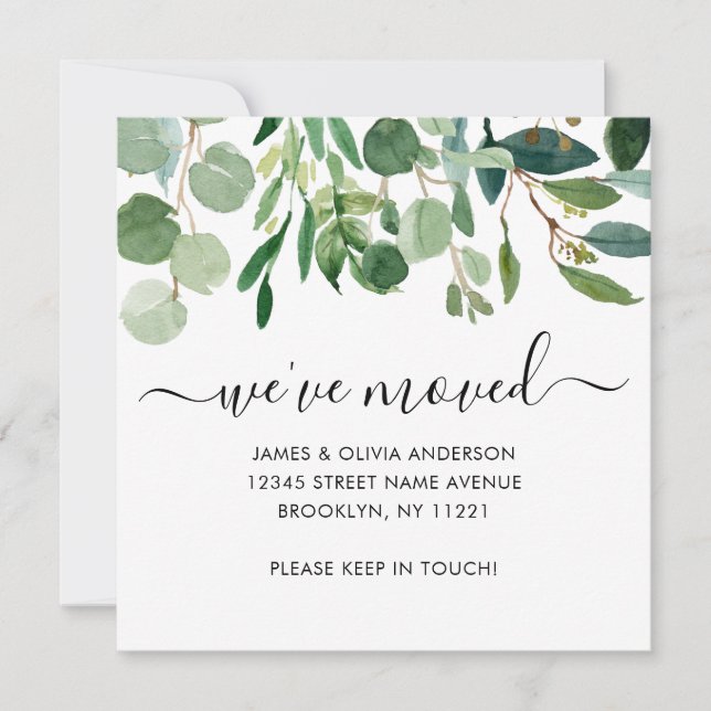 Cute Botanical Foliage Vi har flyttat New Home Fly Meddelande (Framsida)