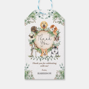Cute Botanical Forest Puppy Hundar Tack Presentetikett