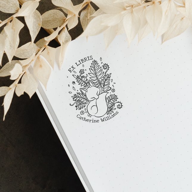 Cute Botanical Fox, Bibliotek Ex Libris Stämpel (Skapare uppladdad)