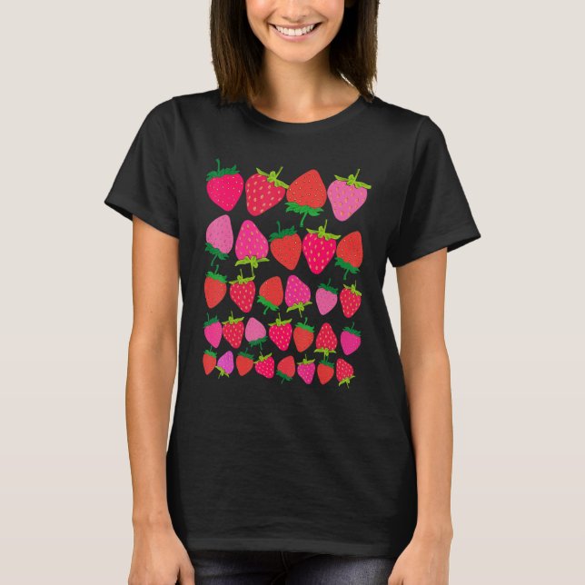 Cute Botanical Fruitarian Berry Strawberries Fruit T Shirt (Framsida)