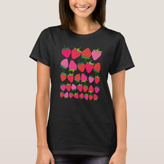 Cute Botanical Fruitarian Berry Strawberries Fruit T Shirt (Framsida)