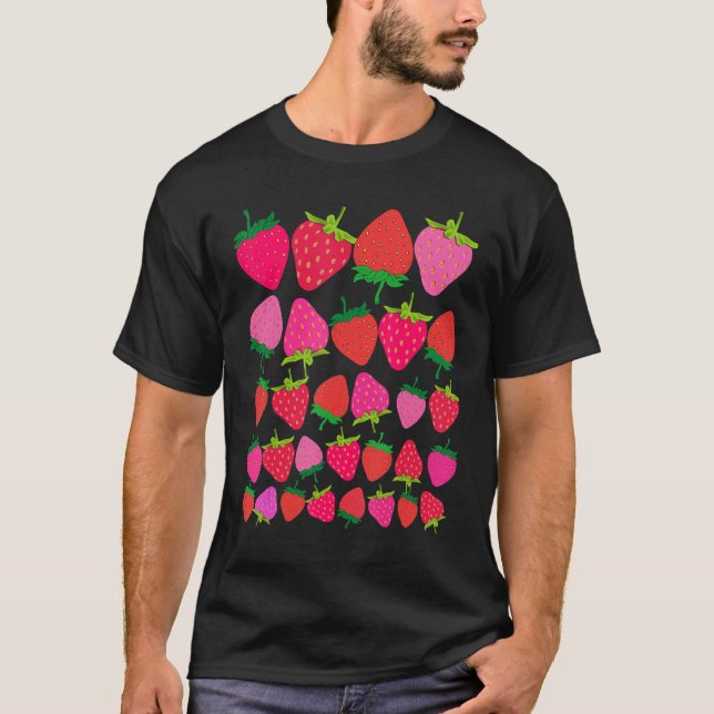 Cute Botanical Fruitarian Berry Strawberries Fruit T Shirt (Framsida)