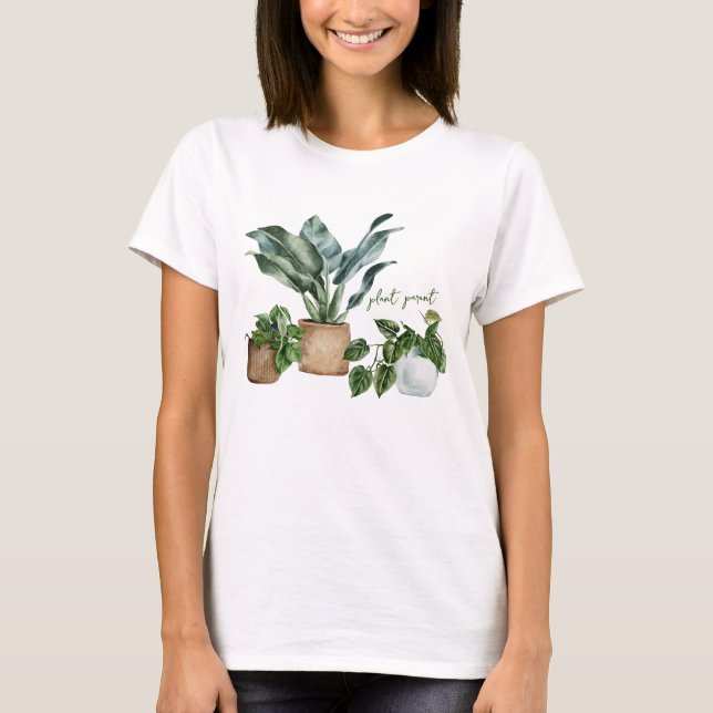 Cute Botanical Greenery Plant Parent T Shirt (Framsida)