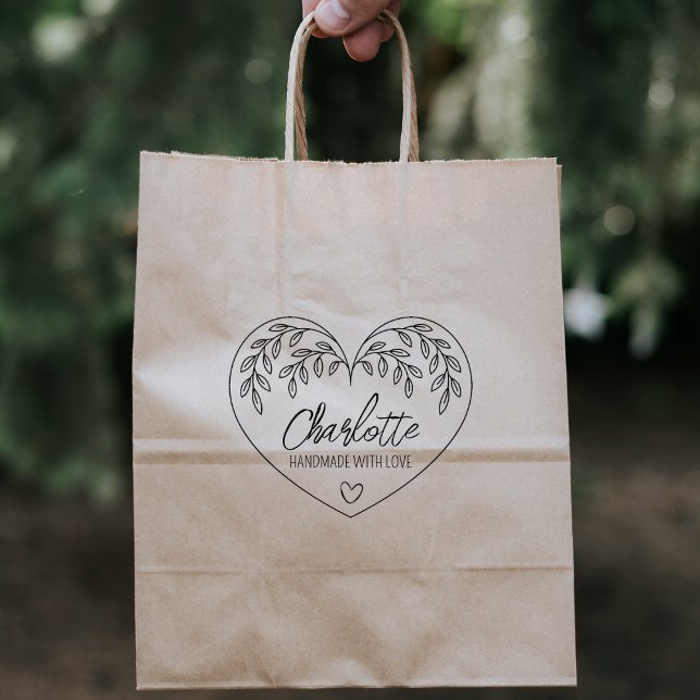 Cute Botanical Heart Handgjord med kärlek, stor Stämpel (Skapare uppladdad)