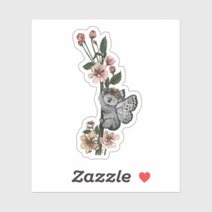 Cute Botanical Koala Beary Watercolor Illustration Klistermärken